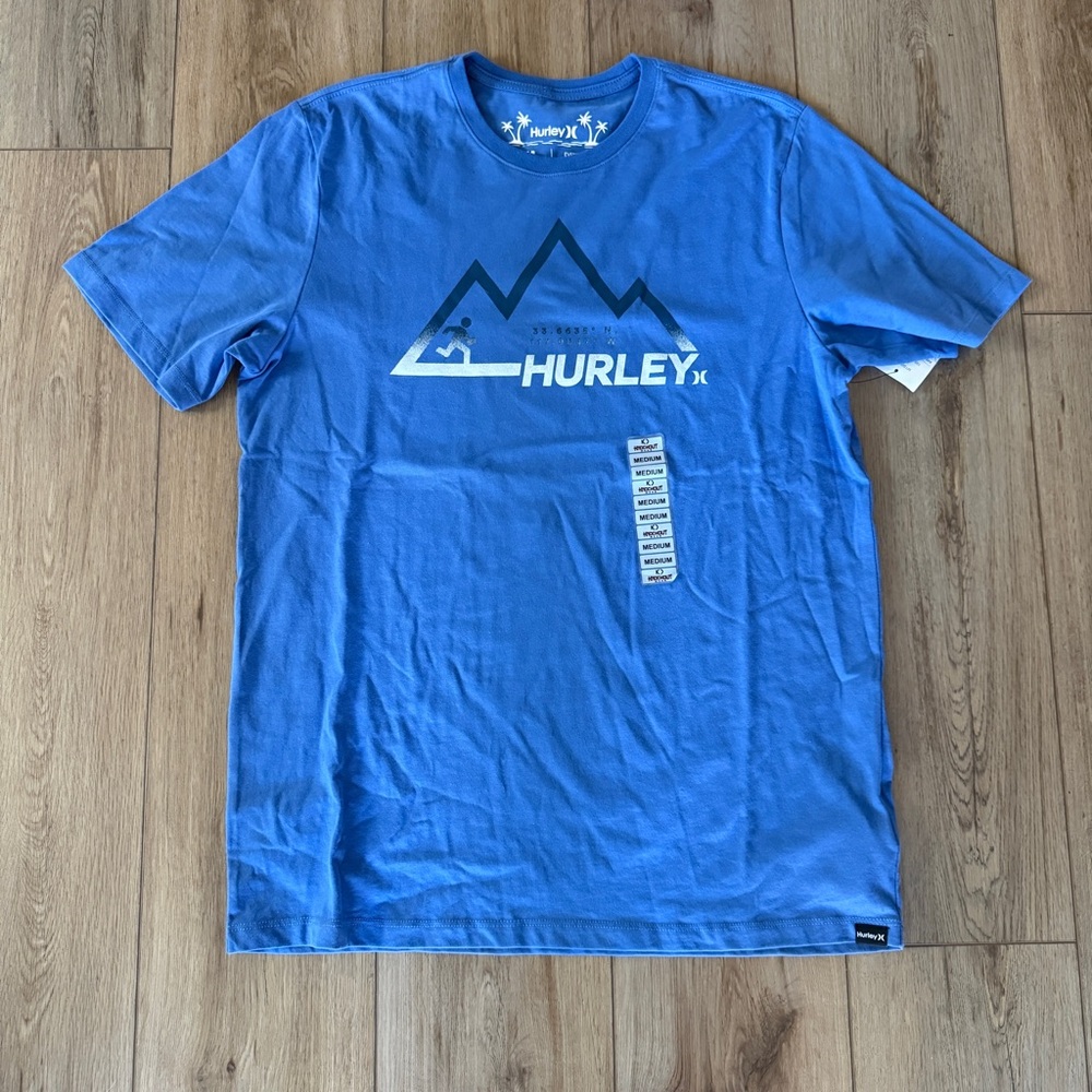 Hurley Everyday Explorer T-Shirt Mens Medium Blue Short Sleeve Graphic Tee